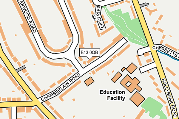 B13 0QB map - OS OpenMap – Local (Ordnance Survey)