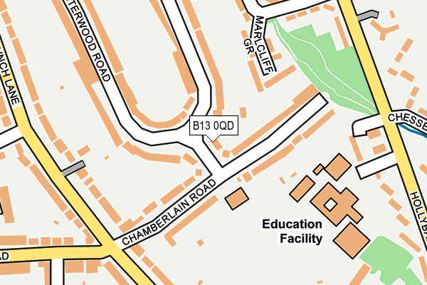 B13 0QD map - OS OpenMap – Local (Ordnance Survey)