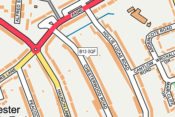 B13 0QF map - OS OpenMap – Local (Ordnance Survey)