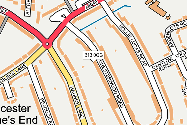 B13 0QG map - OS OpenMap – Local (Ordnance Survey)