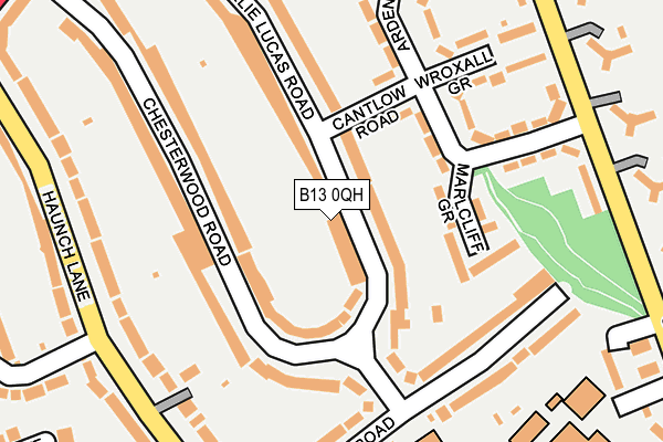 B13 0QH map - OS OpenMap – Local (Ordnance Survey)