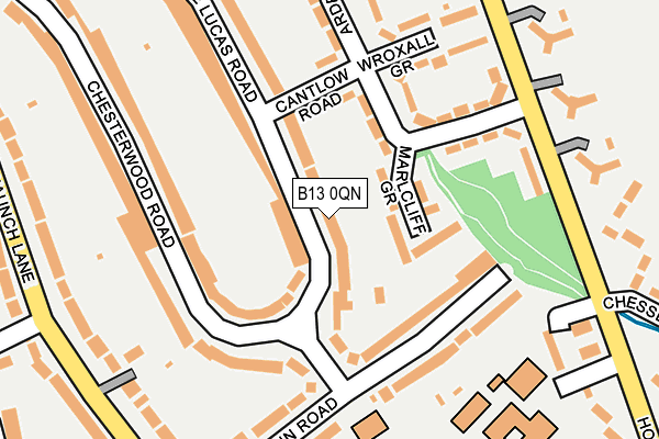 B13 0QN map - OS OpenMap – Local (Ordnance Survey)