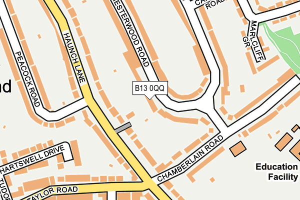 B13 0QQ map - OS OpenMap – Local (Ordnance Survey)