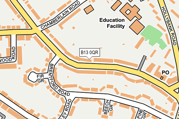 B13 0QR map - OS OpenMap – Local (Ordnance Survey)