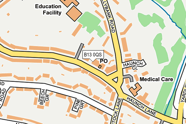B13 0QS map - OS OpenMap – Local (Ordnance Survey)