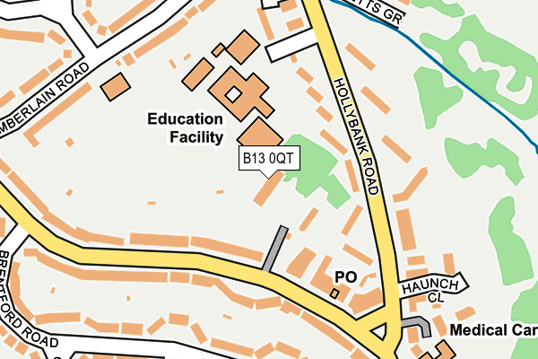 B13 0QT map - OS OpenMap – Local (Ordnance Survey)