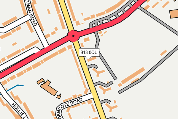 B13 0QU map - OS OpenMap – Local (Ordnance Survey)