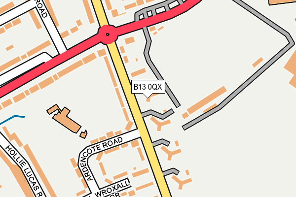 B13 0QX map - OS OpenMap – Local (Ordnance Survey)