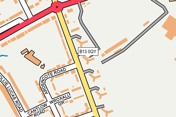 B13 0QY map - OS OpenMap – Local (Ordnance Survey)