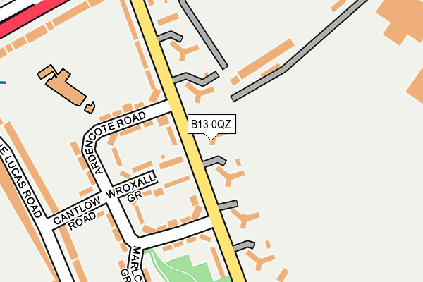 B13 0QZ map - OS OpenMap – Local (Ordnance Survey)