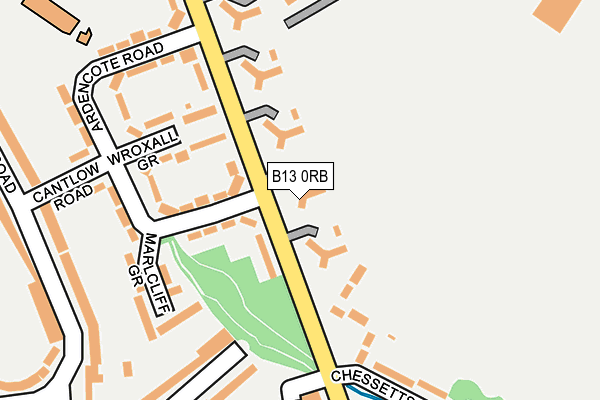 B13 0RB map - OS OpenMap – Local (Ordnance Survey)