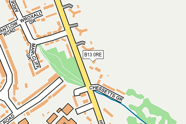 B13 0RE map - OS OpenMap – Local (Ordnance Survey)