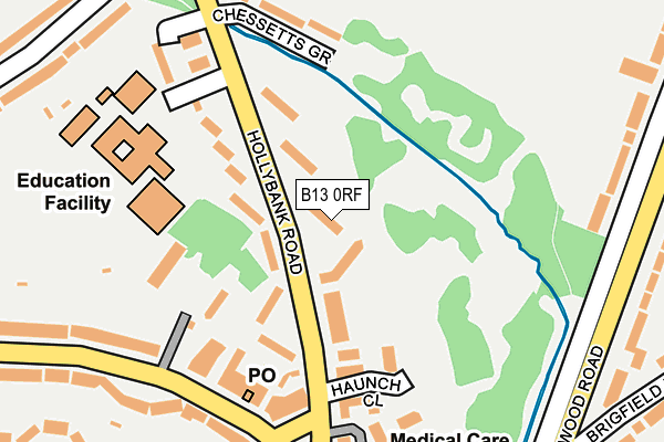 B13 0RF map - OS OpenMap – Local (Ordnance Survey)