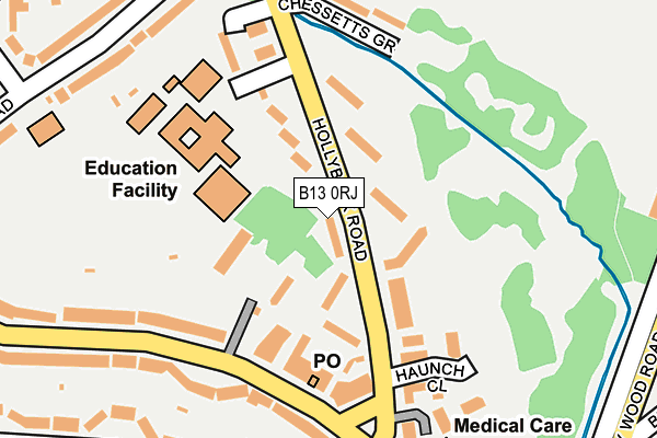 B13 0RJ map - OS OpenMap – Local (Ordnance Survey)