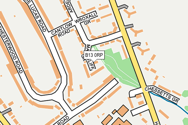 B13 0RP map - OS OpenMap – Local (Ordnance Survey)