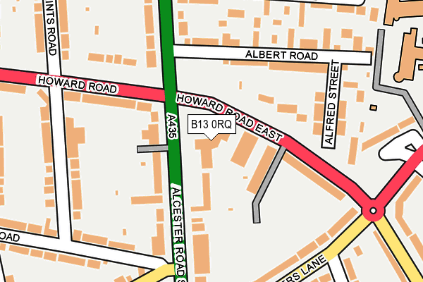 B13 0RQ map - OS OpenMap – Local (Ordnance Survey)
