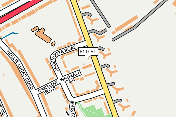 B13 0RT map - OS OpenMap – Local (Ordnance Survey)