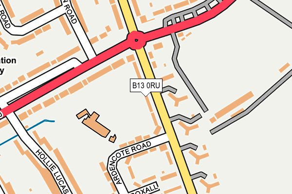 B13 0RU map - OS OpenMap – Local (Ordnance Survey)