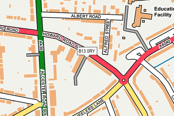 B13 0RY map - OS OpenMap – Local (Ordnance Survey)