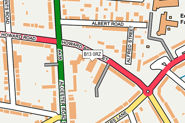 B13 0RZ map - OS OpenMap – Local (Ordnance Survey)