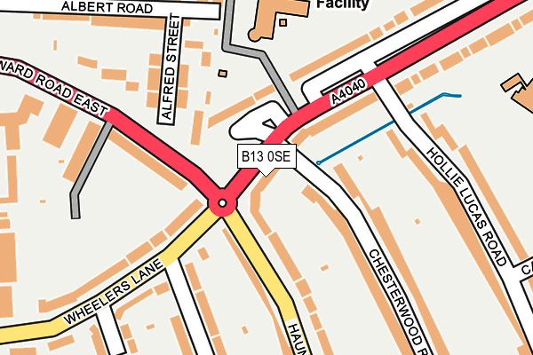 B13 0SE map - OS OpenMap – Local (Ordnance Survey)