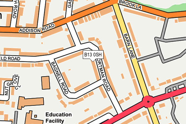 B13 0SH map - OS OpenMap – Local (Ordnance Survey)
