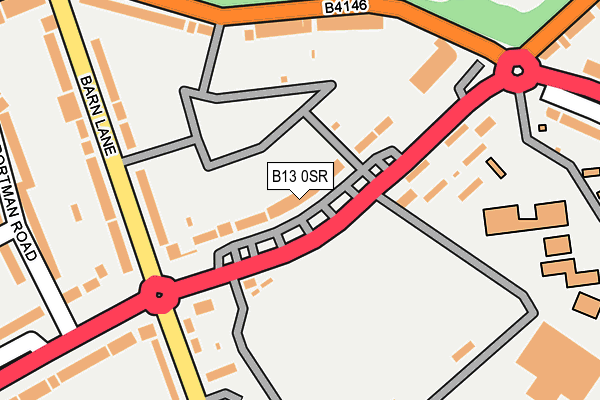B13 0SR map - OS OpenMap – Local (Ordnance Survey)