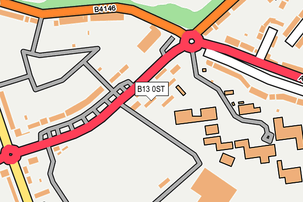 B13 0ST map - OS OpenMap – Local (Ordnance Survey)