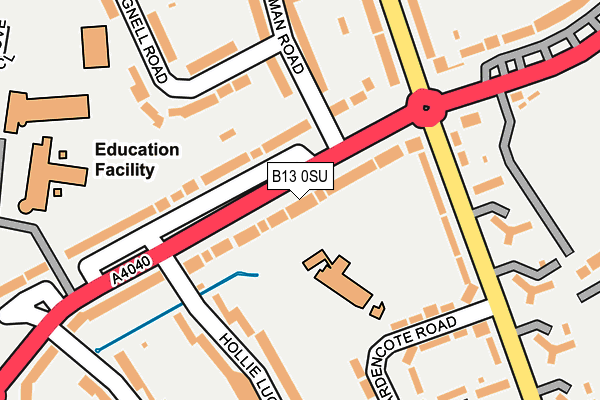 B13 0SU map - OS OpenMap – Local (Ordnance Survey)