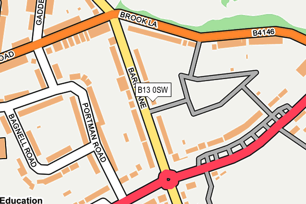 B13 0SW map - OS OpenMap – Local (Ordnance Survey)