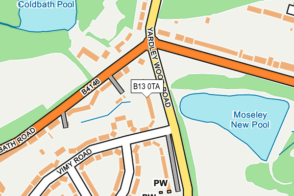 B13 0TA map - OS OpenMap – Local (Ordnance Survey)