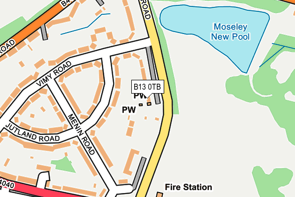 B13 0TB map - OS OpenMap – Local (Ordnance Survey)