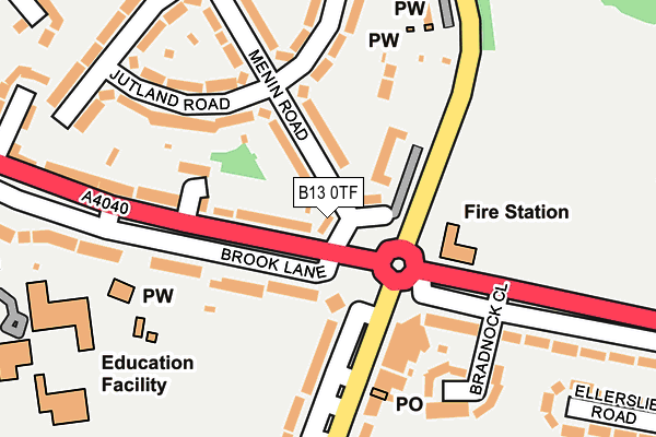 B13 0TF map - OS OpenMap – Local (Ordnance Survey)