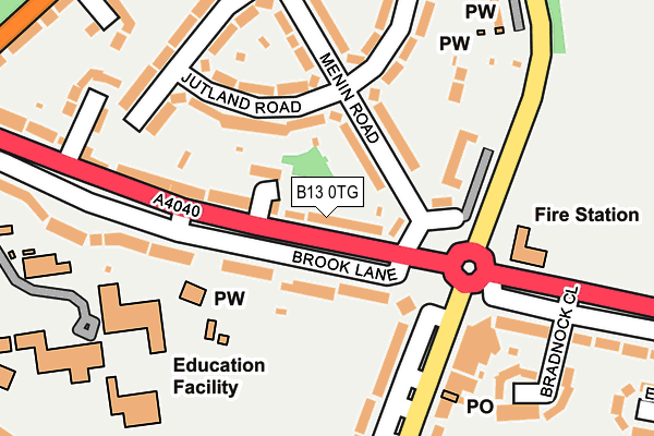 B13 0TG map - OS OpenMap – Local (Ordnance Survey)