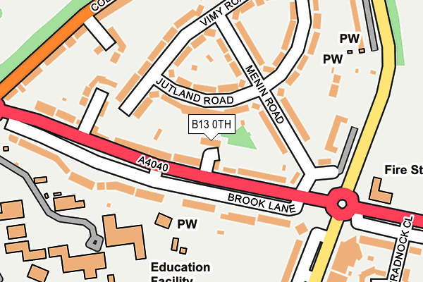 B13 0TH map - OS OpenMap – Local (Ordnance Survey)