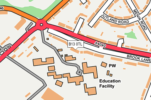 B13 0TL map - OS OpenMap – Local (Ordnance Survey)