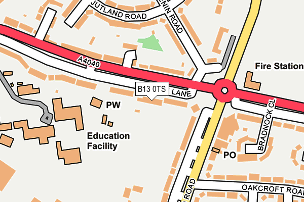 B13 0TS map - OS OpenMap – Local (Ordnance Survey)