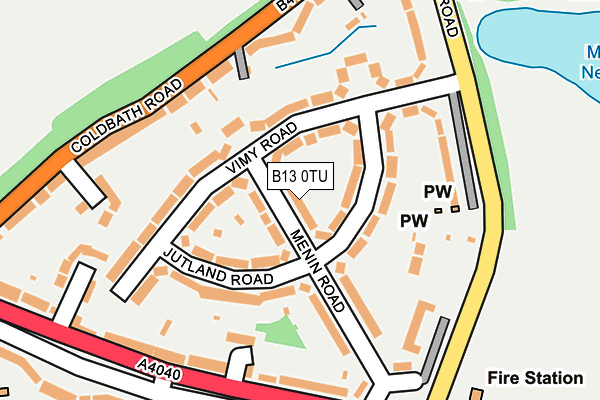 B13 0TU map - OS OpenMap – Local (Ordnance Survey)