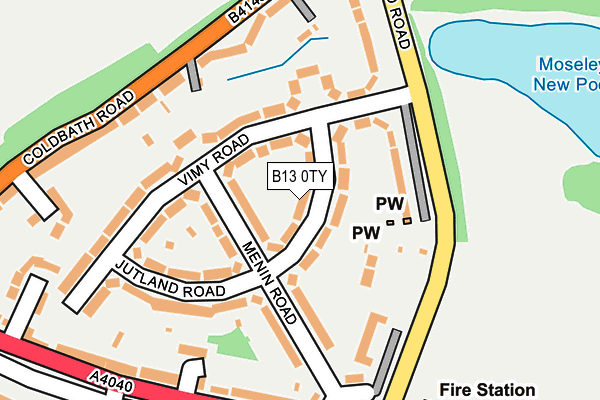 B13 0TY map - OS OpenMap – Local (Ordnance Survey)
