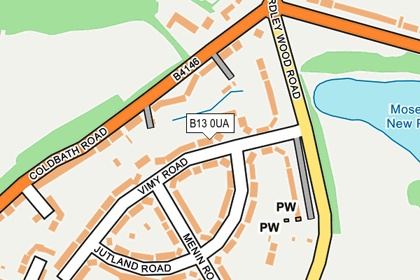 B13 0UA map - OS OpenMap – Local (Ordnance Survey)