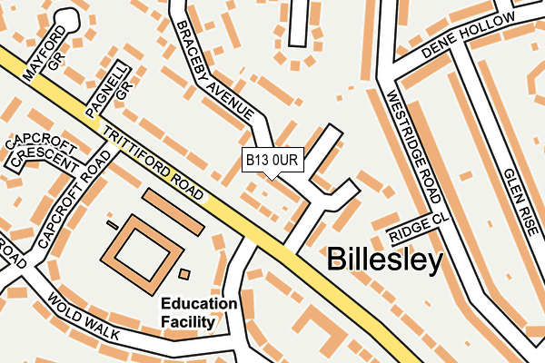 B13 0UR map - OS OpenMap – Local (Ordnance Survey)