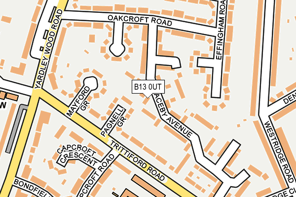 B13 0UT map - OS OpenMap – Local (Ordnance Survey)