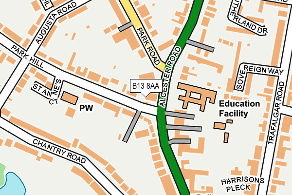 B13 8AA map - OS OpenMap – Local (Ordnance Survey)