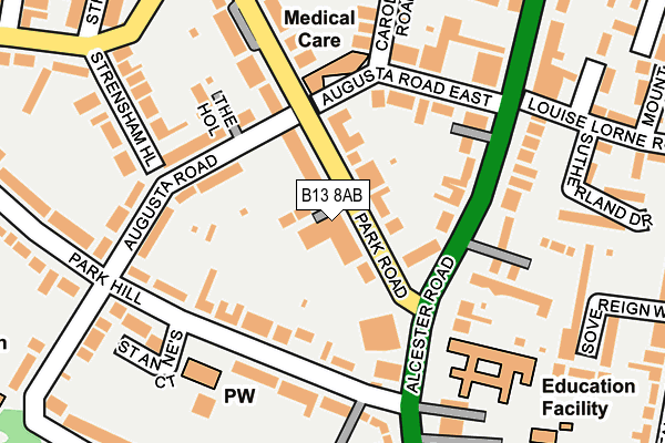 B13 8AB map - OS OpenMap – Local (Ordnance Survey)