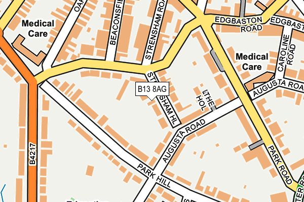 B13 8AG map - OS OpenMap – Local (Ordnance Survey)