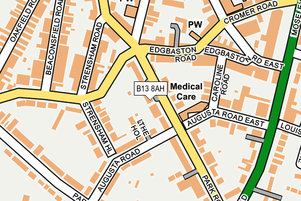 B13 8AH map - OS OpenMap – Local (Ordnance Survey)