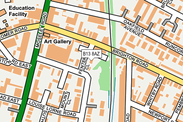 B13 8AZ map - OS OpenMap – Local (Ordnance Survey)