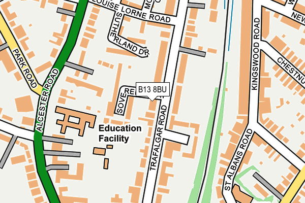 B13 8BU map - OS OpenMap – Local (Ordnance Survey)