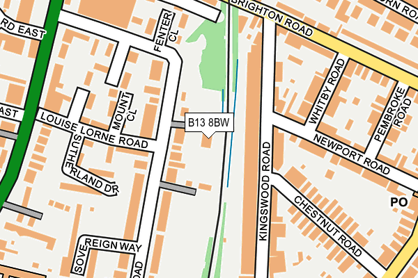 B13 8BW map - OS OpenMap – Local (Ordnance Survey)