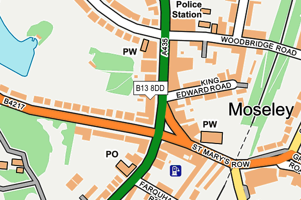 B13 8DD map - OS OpenMap – Local (Ordnance Survey)